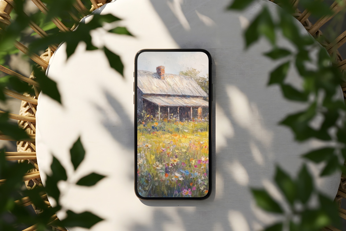 Wildflower Haven Tranquility Vintage iPhone Wallpaper