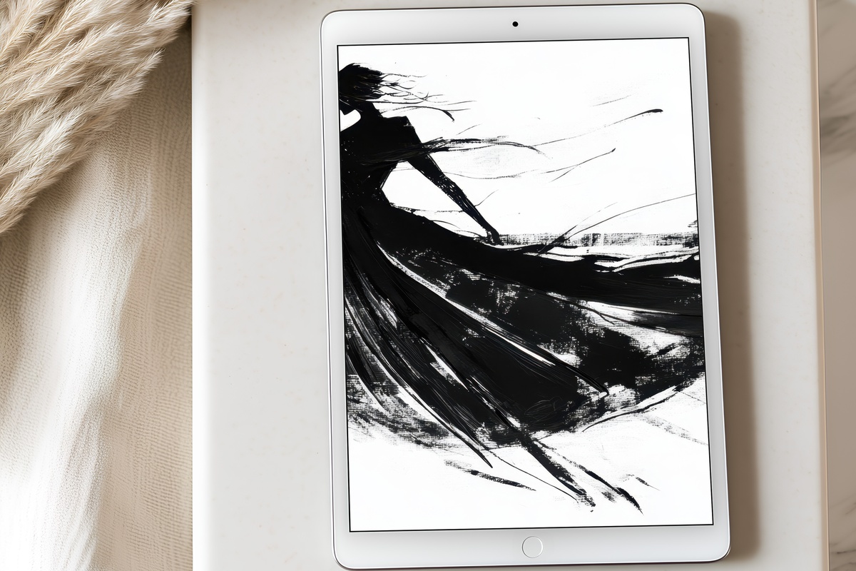 Chic Fashion Sketch black and white iPad wallpaper