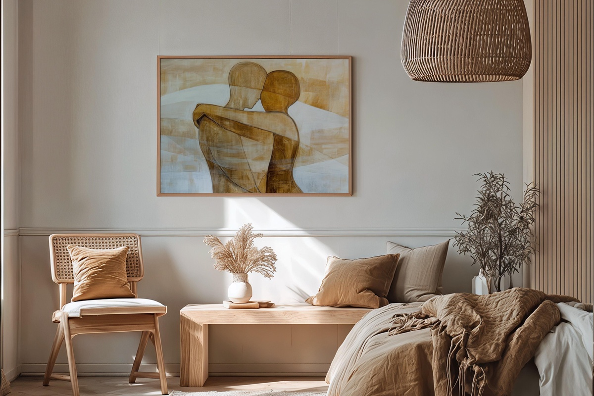 Minimalist Human Harmony minimalist printable wall art with simplified human forms in an embrace