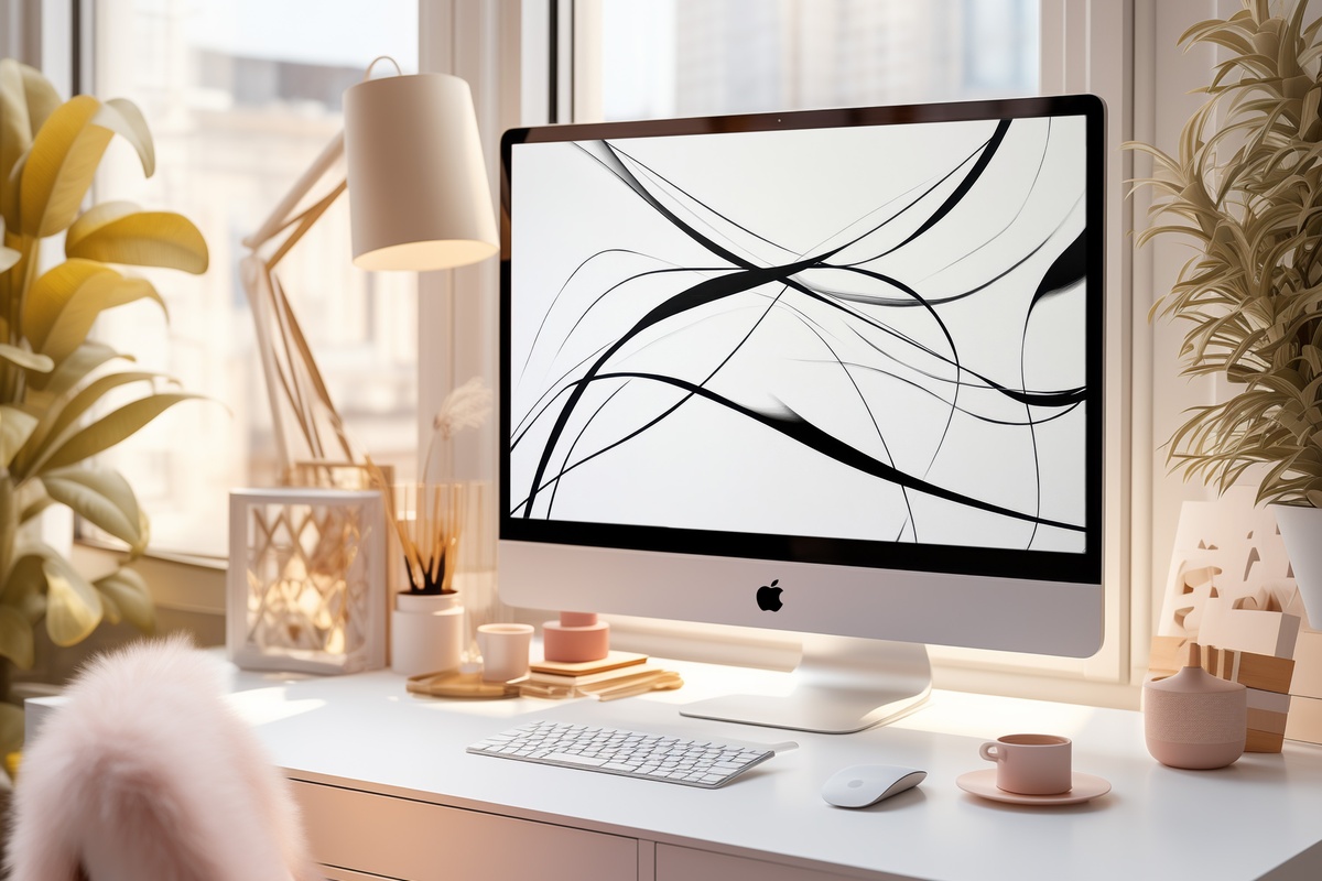 Black Line Minimalist Elegance Desktop Wallpaper