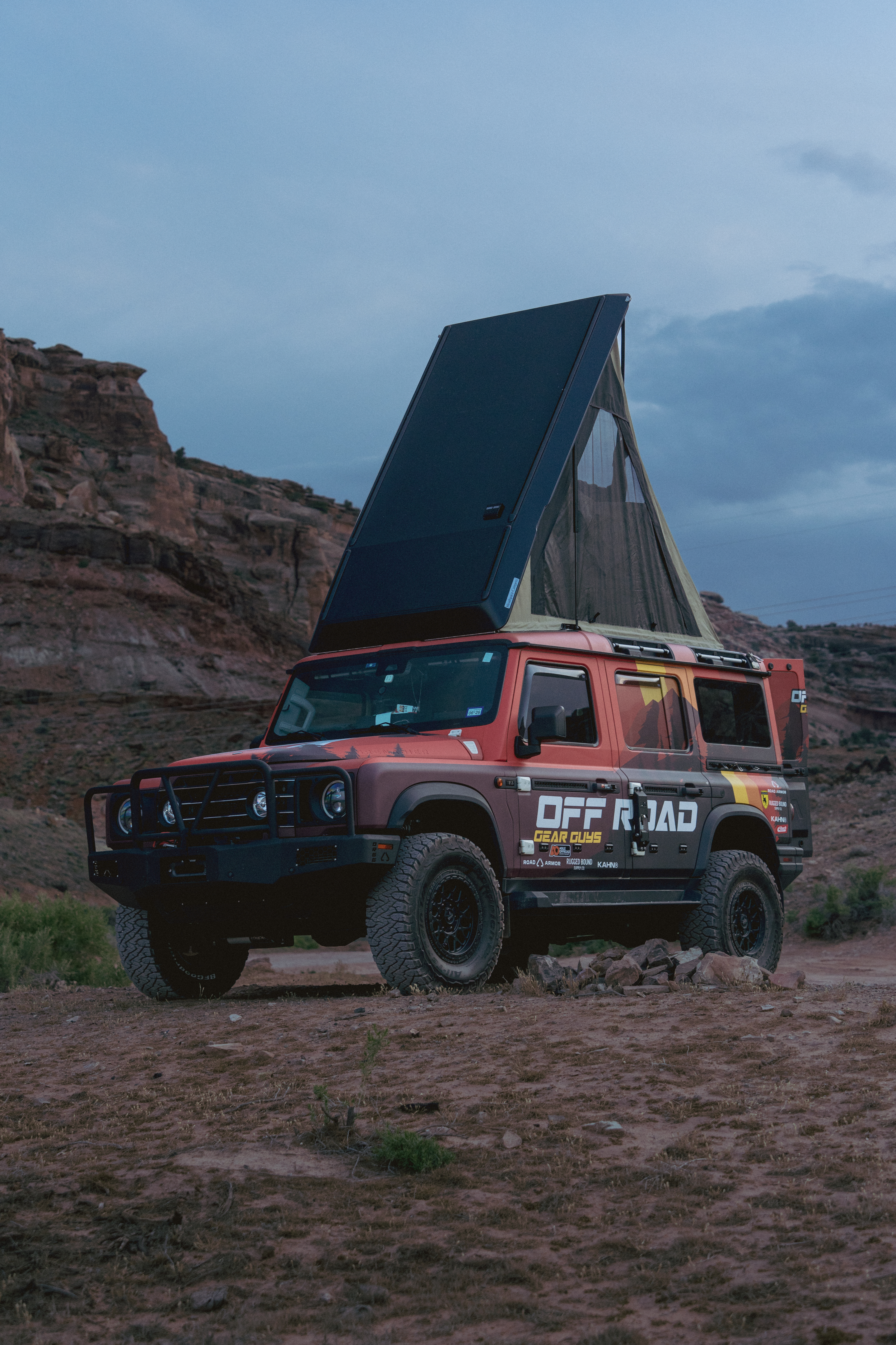 Off Road Gear Guys INEOS Grenadier photographed on the red rock trail in Moab