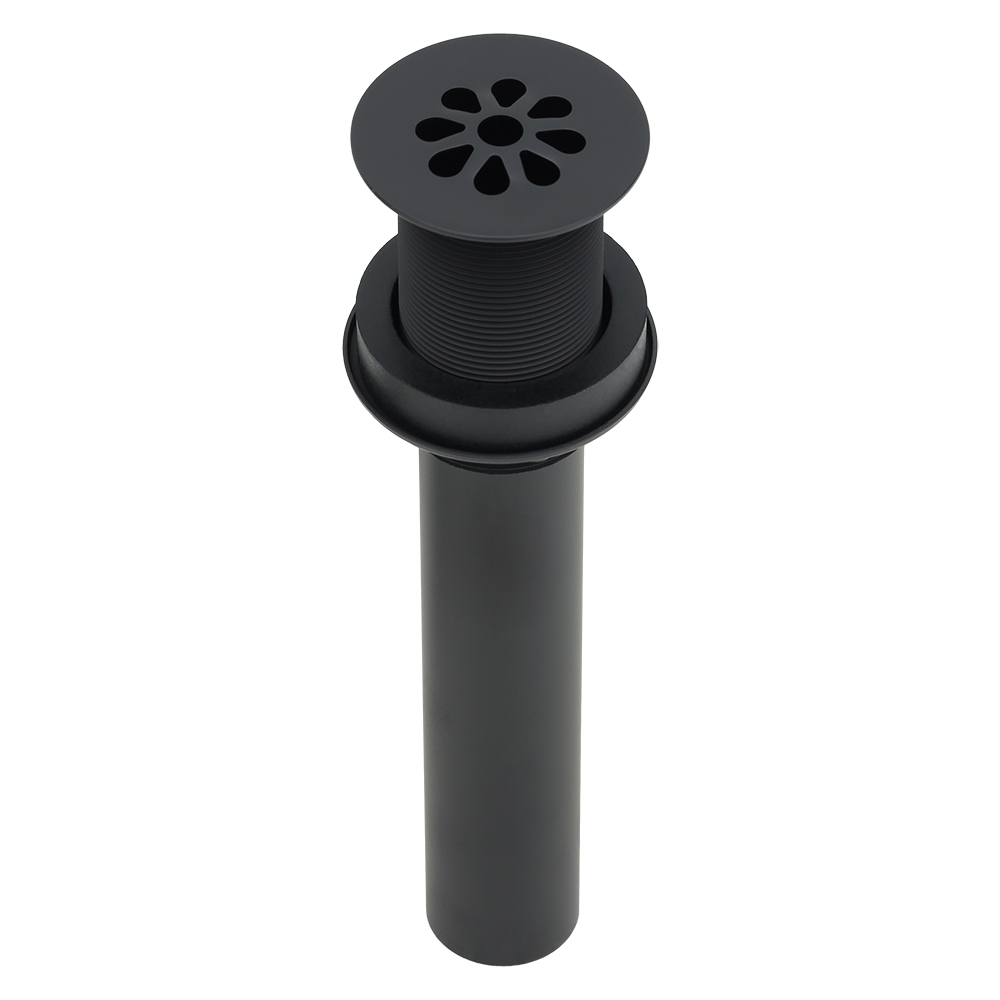 Premier Copper Products 1.5" Non-Overflow Grid Bathroom Sink Drain - Matte Black, Brass, D-207BLK