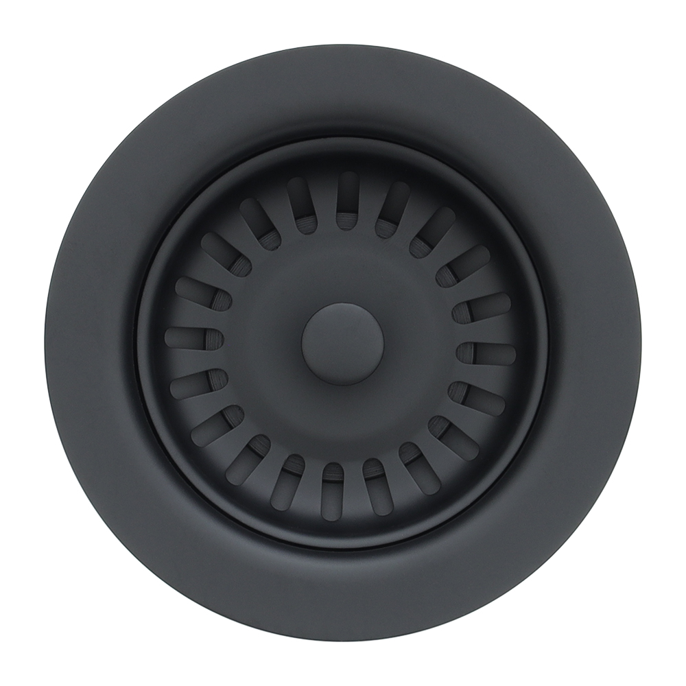 Premier Copper Products 3.5" Kitchen, Prep, Bar Basket Strainer Drain - Matte Black, Brass/PVC, D-132BLK