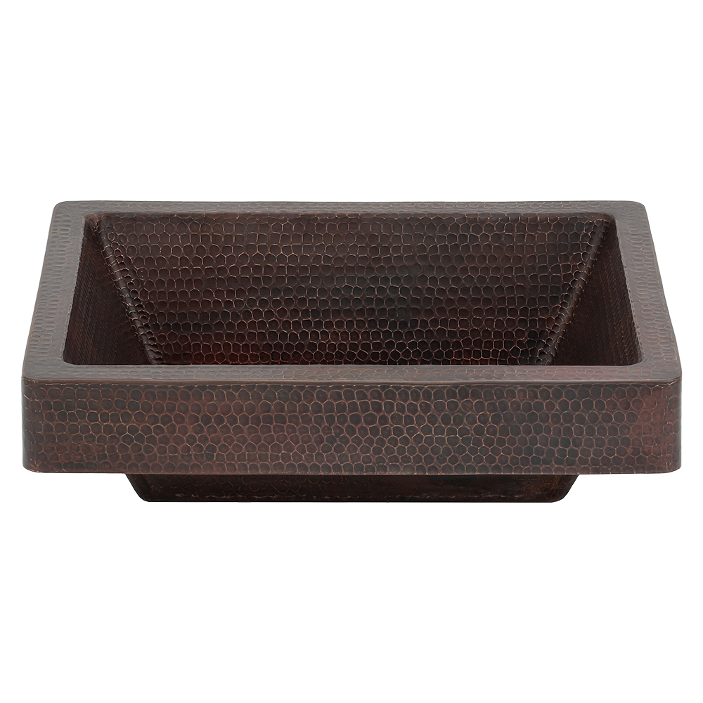 Premier Copper Products 17" Rectangle Copper Bathroom Sink, Oil Rubbed Bronze, VREC17SKDB