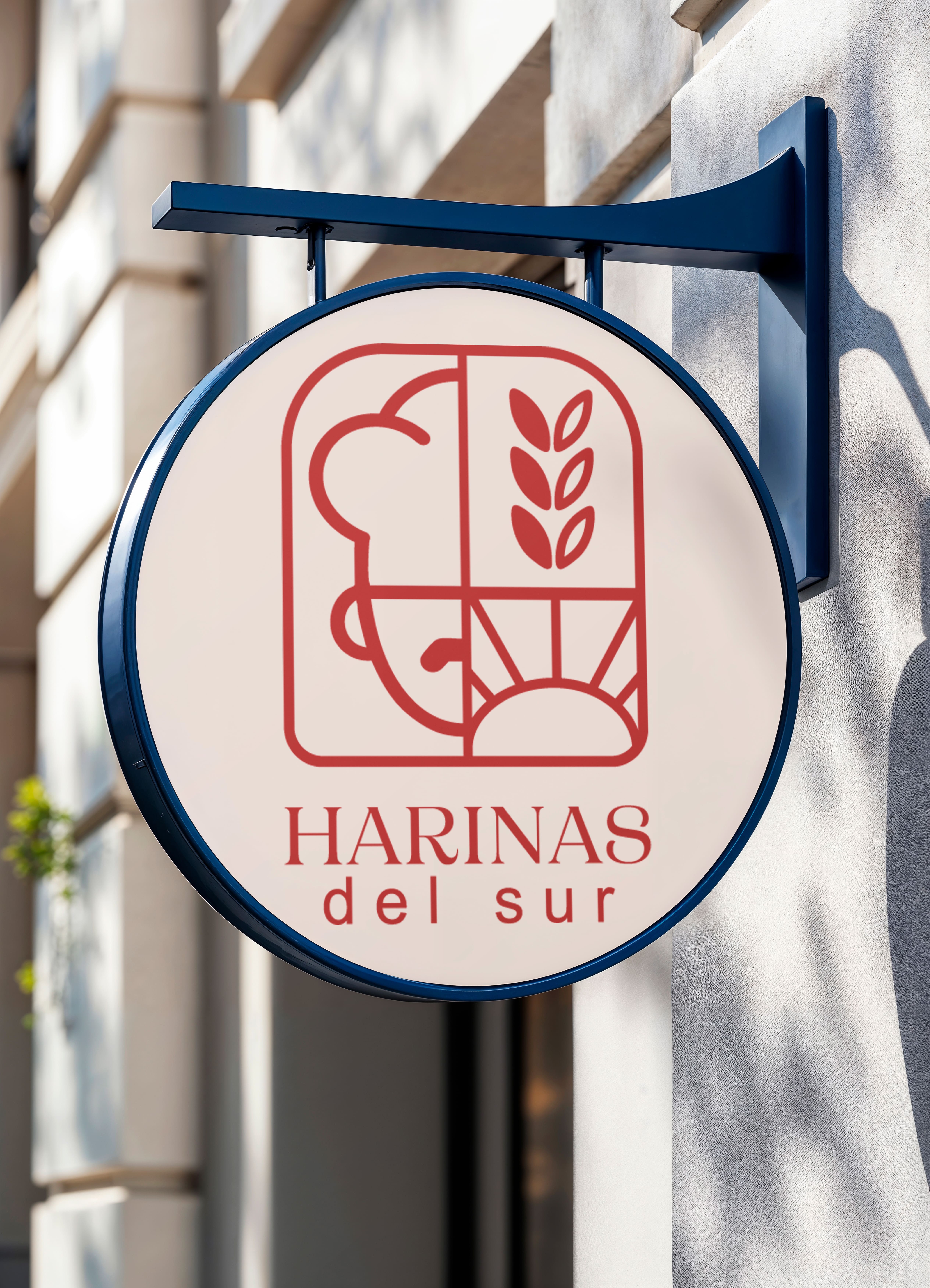 Mockup branding Harina del Sur en letrero