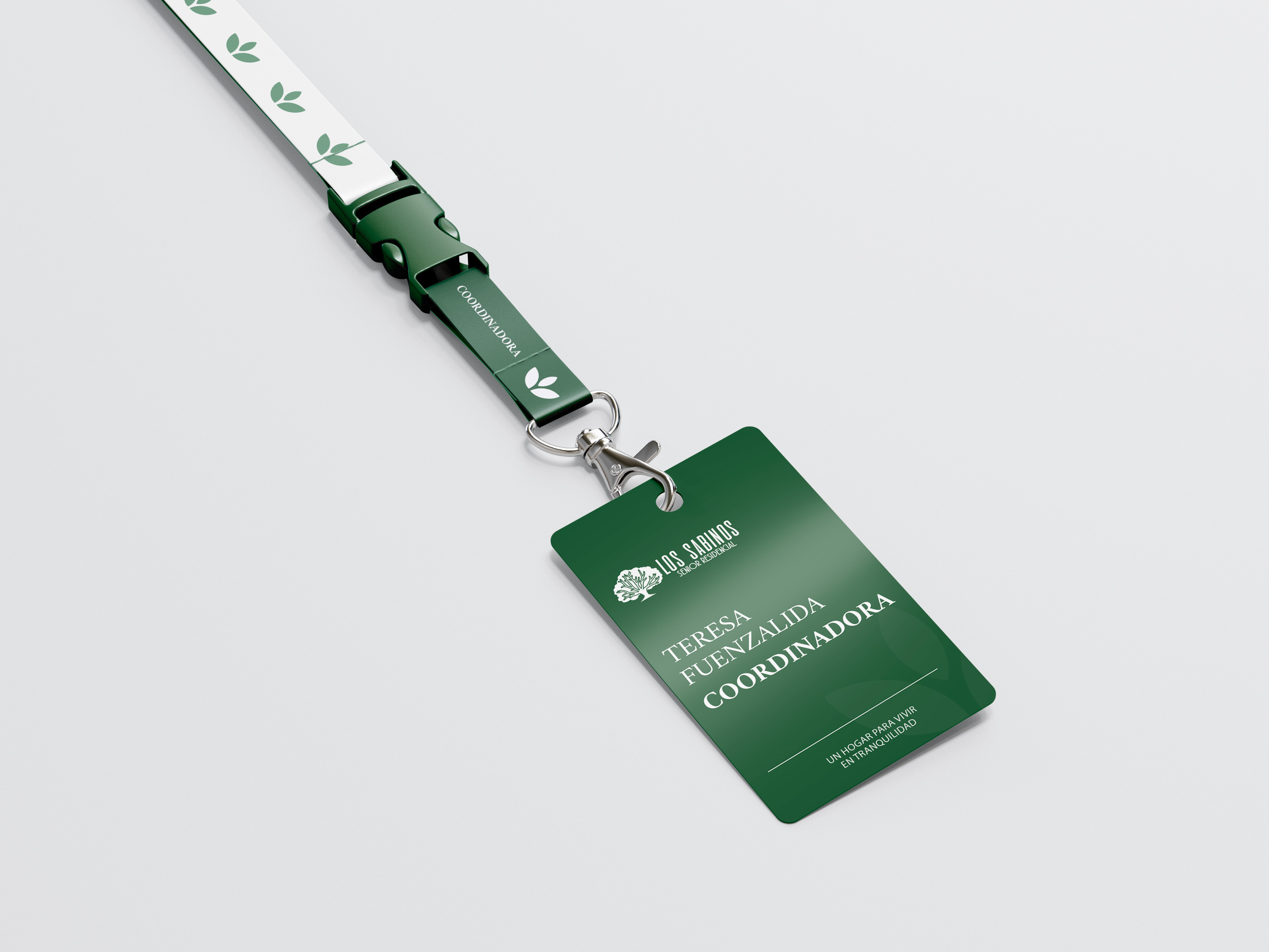 Mockup branding Los Sabinos en lanyard