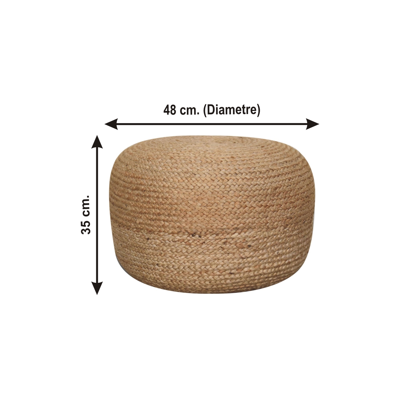 Size chart for Natural Jute Pouffe