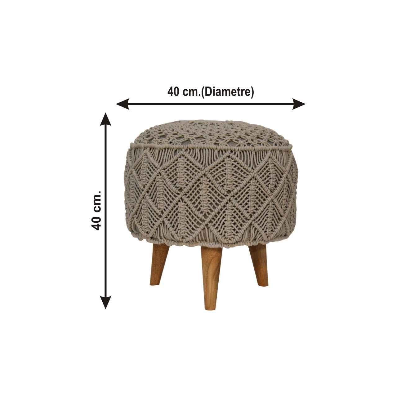 Size chart for Crotchet Grey Footstool