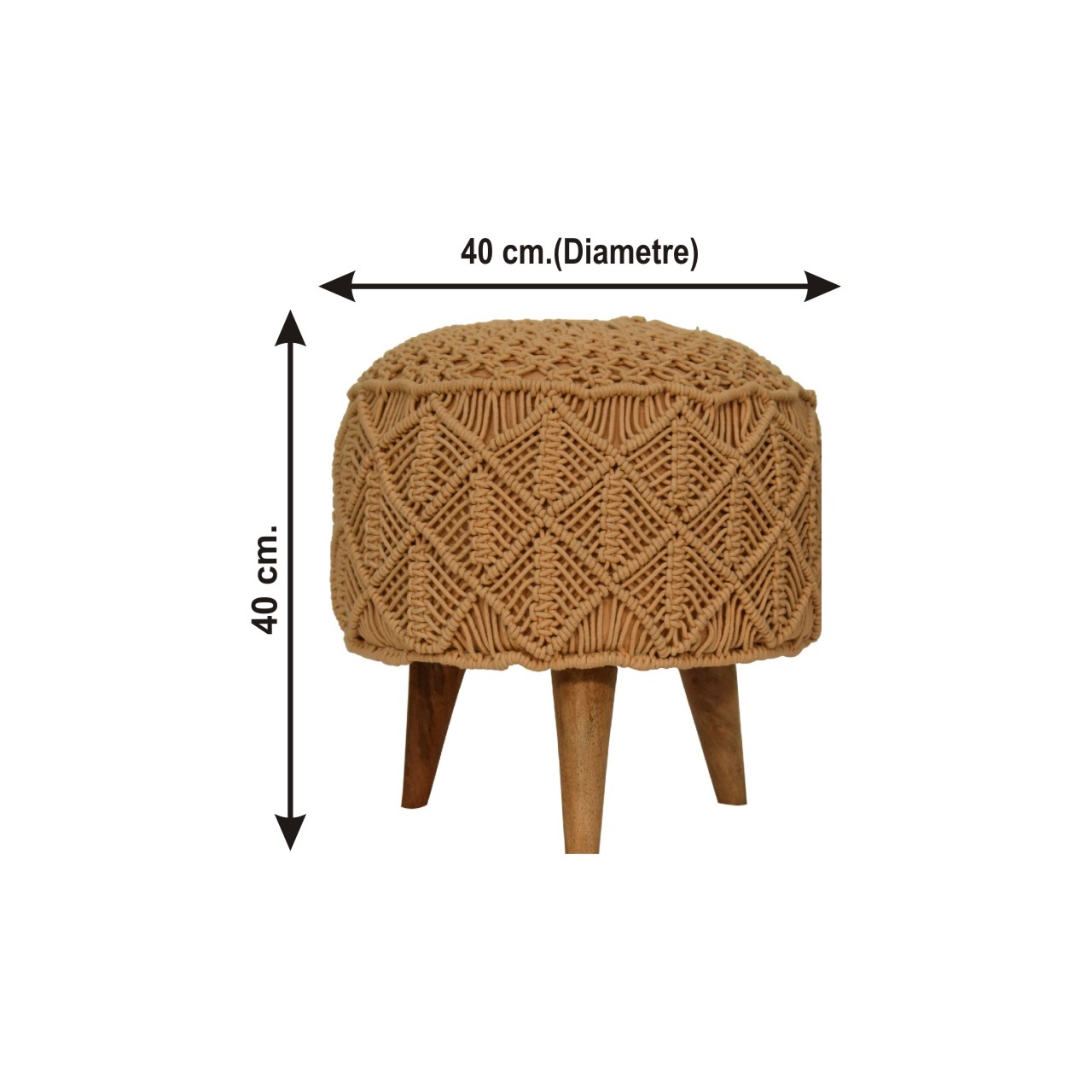 Size chart for Crotchet Brown Footstool