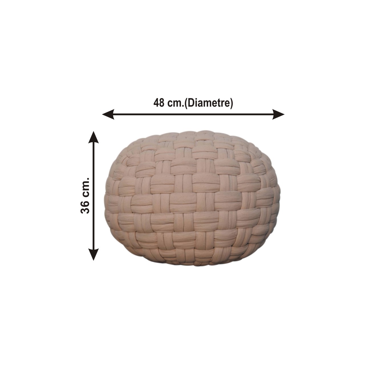 Size chart for Tube Pouffe Cream Footstool