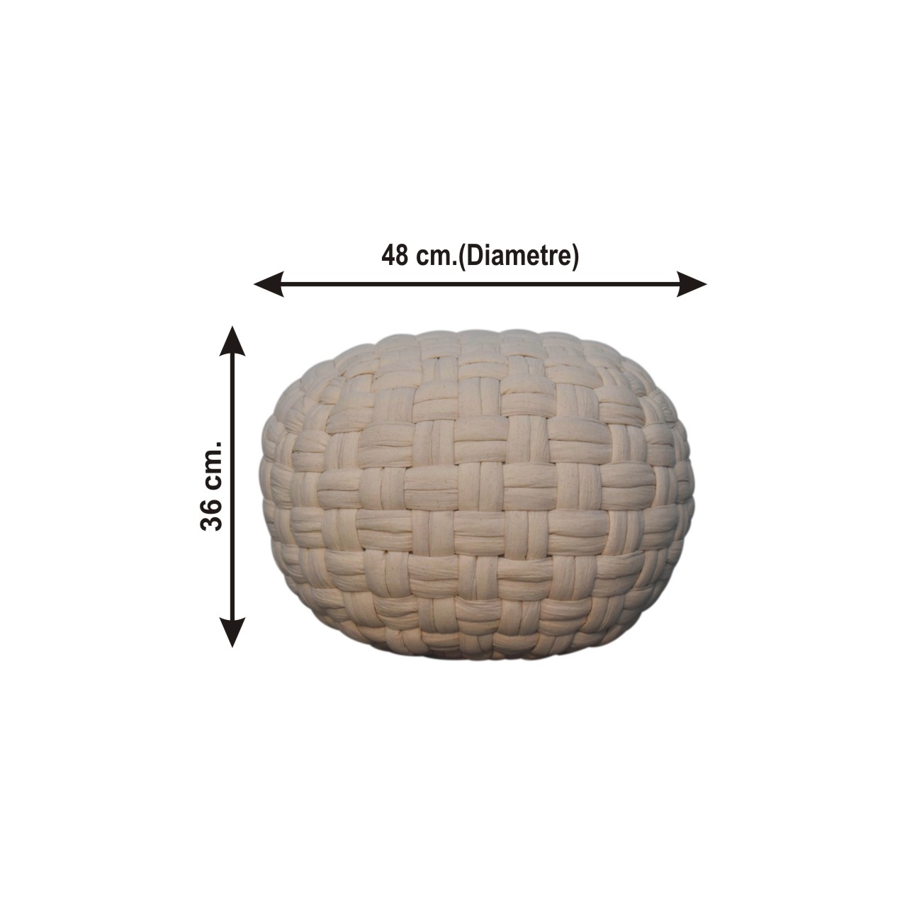 Size chart for White Tube Pouffe