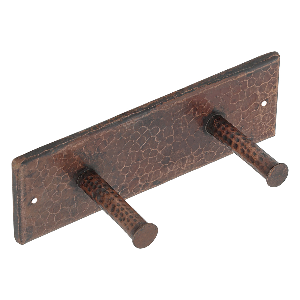 Premier Copper Products Hammered Copper Double Robe/Towel Hook, 17 Gauge, Oil Rubbed Bronze, RH2