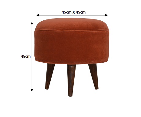Size chart for Brick Velvet Nordic Style Footstool | Cotton Velvet