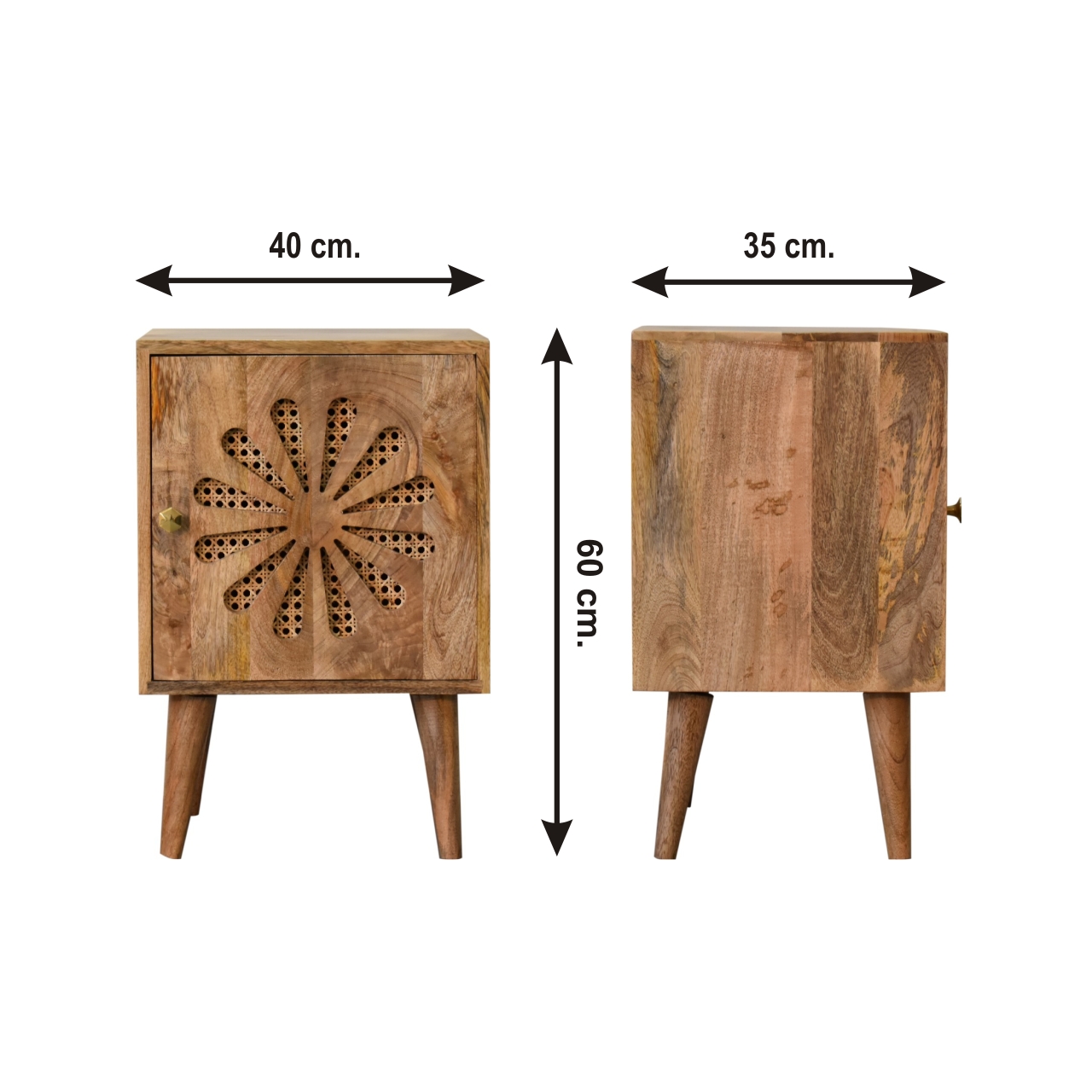 Size chart for Rosalie Bedside Table | Rattan