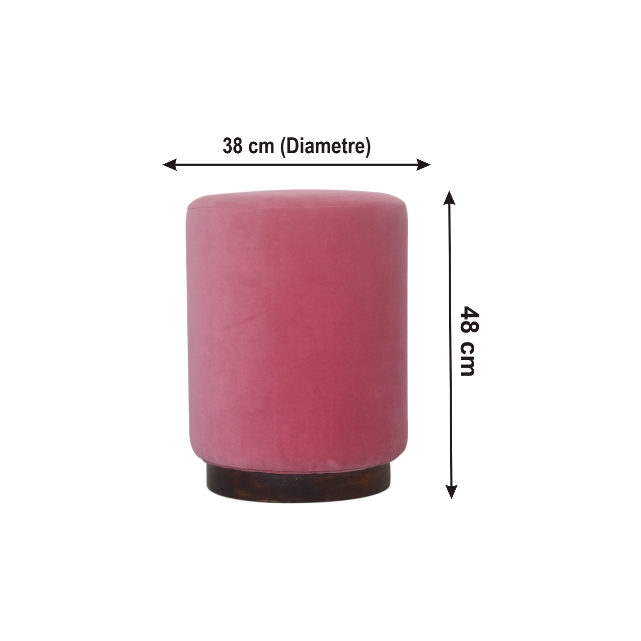 Size chart for Pink Velvet Wooden Footstool
