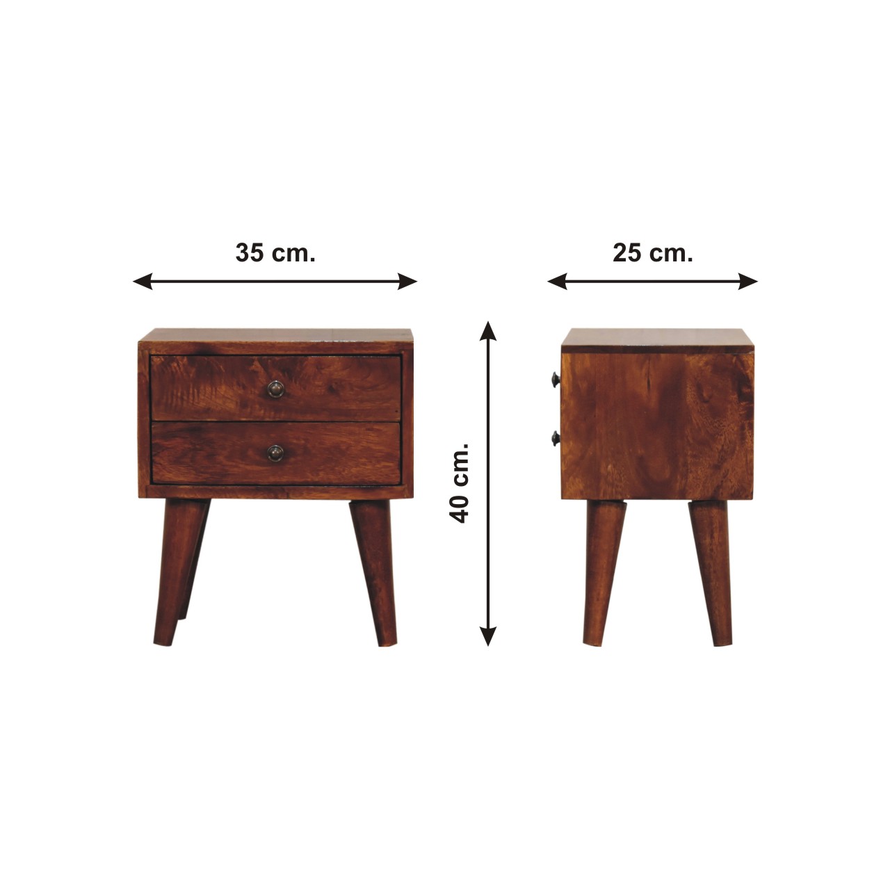 Size chart for Mini Chestnut Modern nightstand