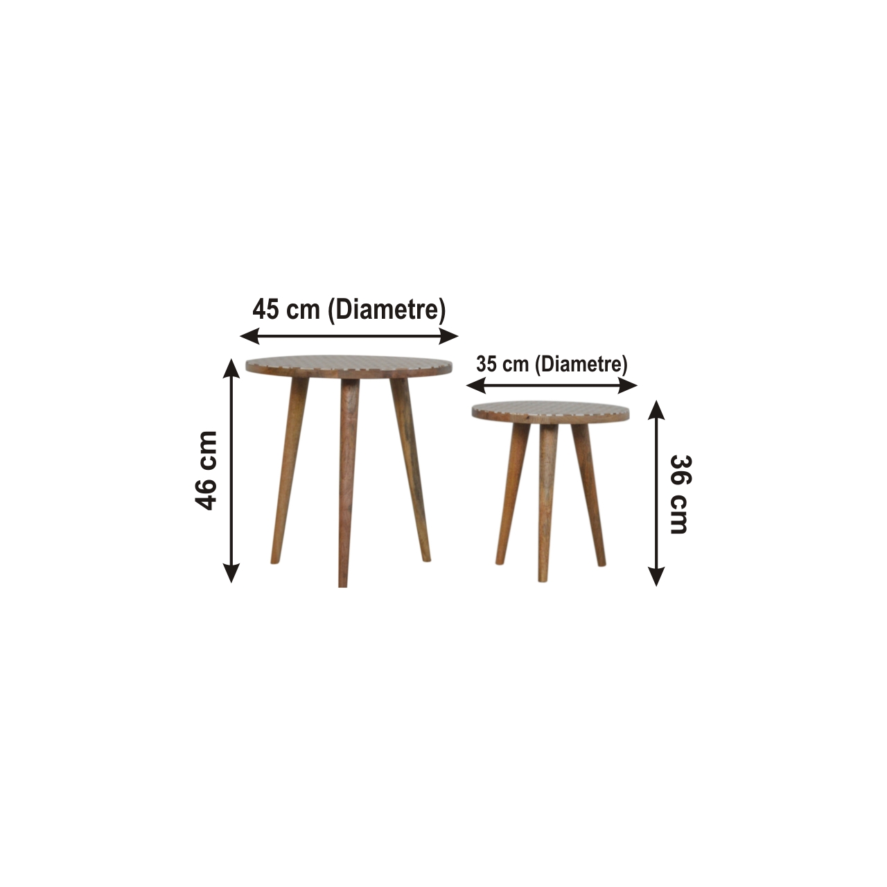 Size chart for White Pattern Footstool Set of 2