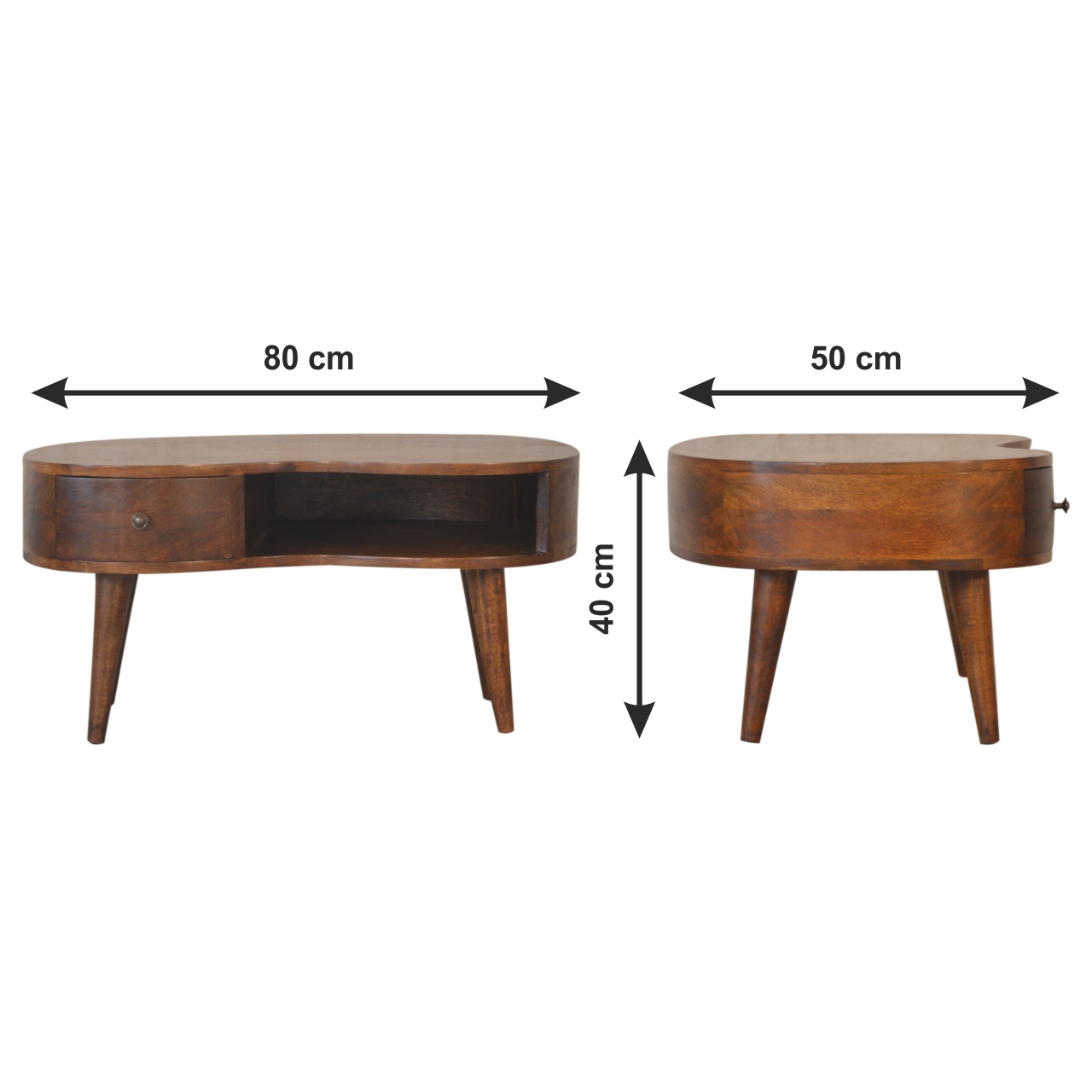 Size chart for Chestnut Wave Coffee Table