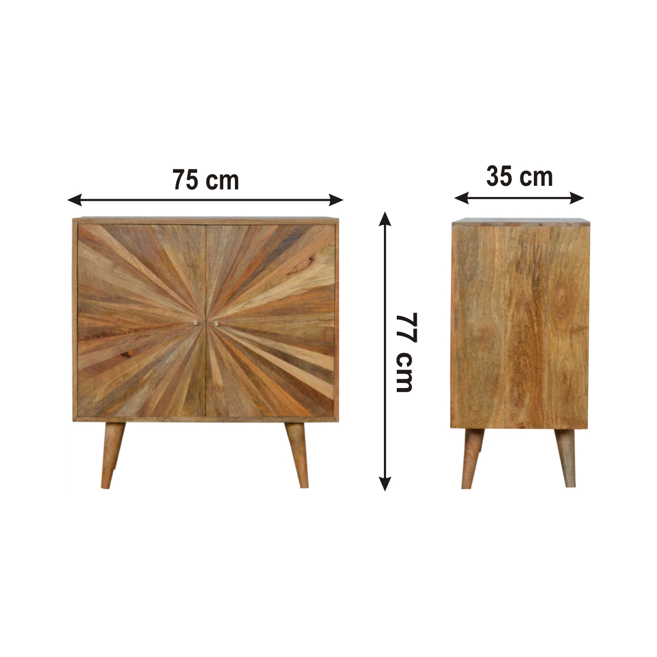 Size chart for Sunrise Cabinet