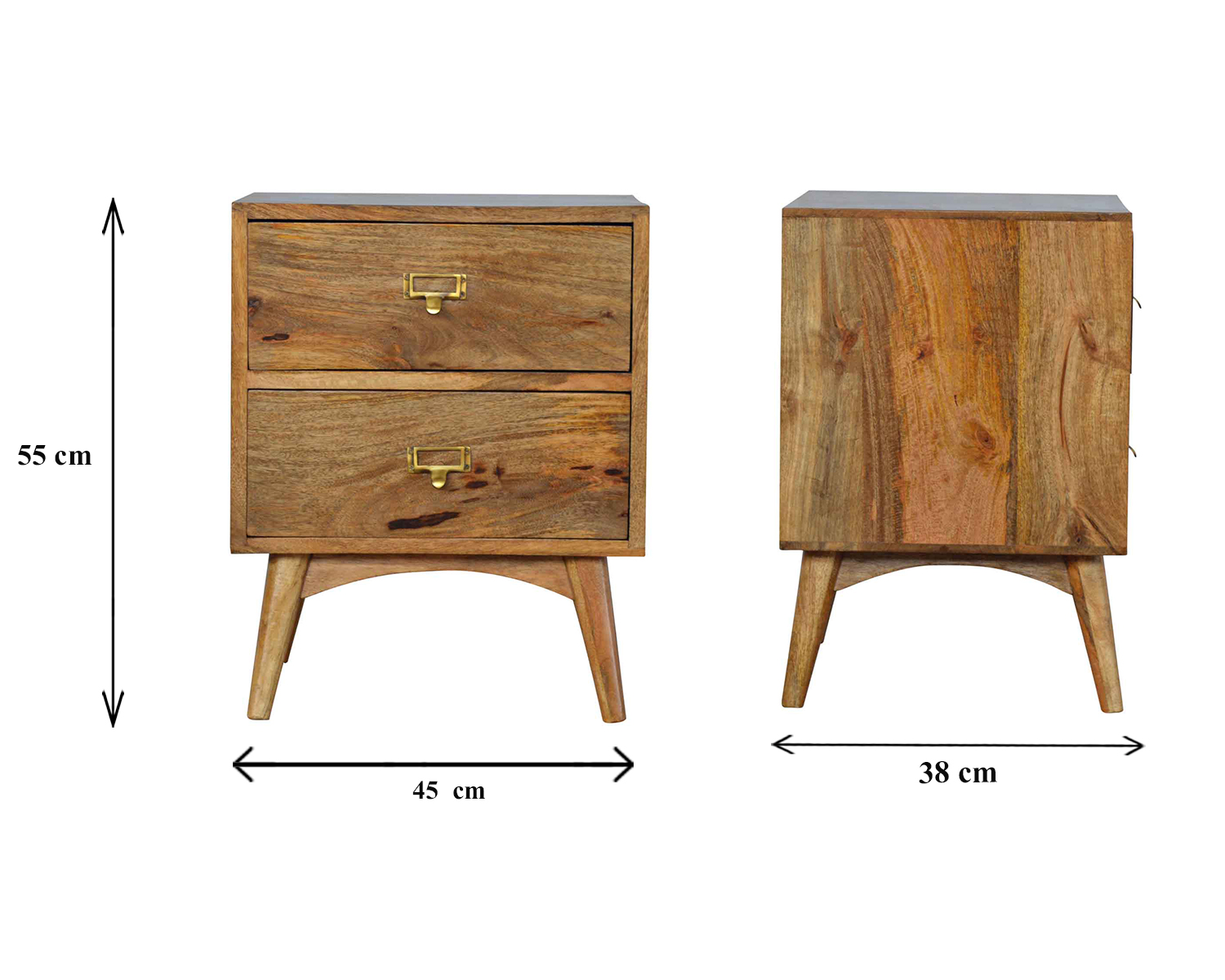 Size chart for Brass Metal Slot Bedside Table