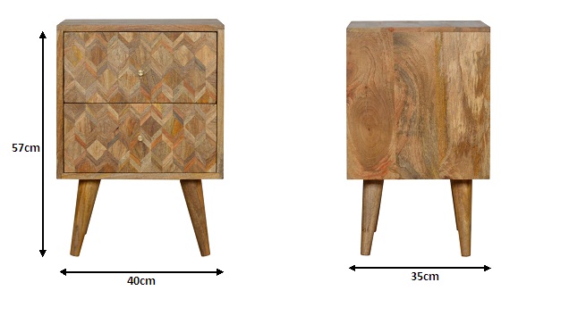 Size chart for Assorted Oak-ish Bedside Table