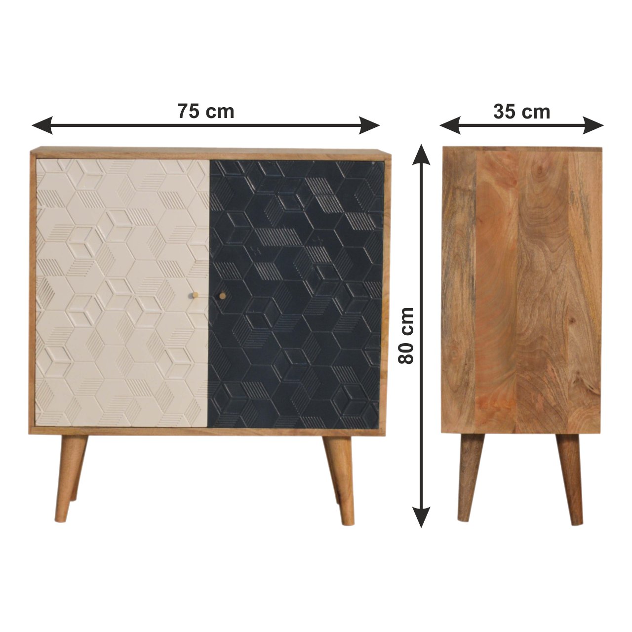 Size chart for Acadia White and Navy Cabinet