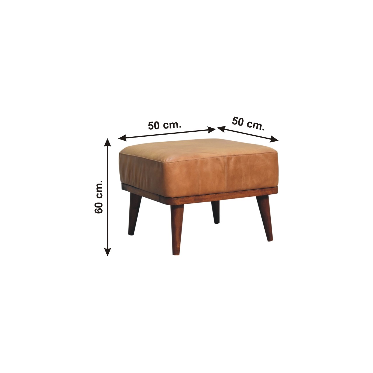 Size chart for Tan Buffalo Leather Tan Footstool
