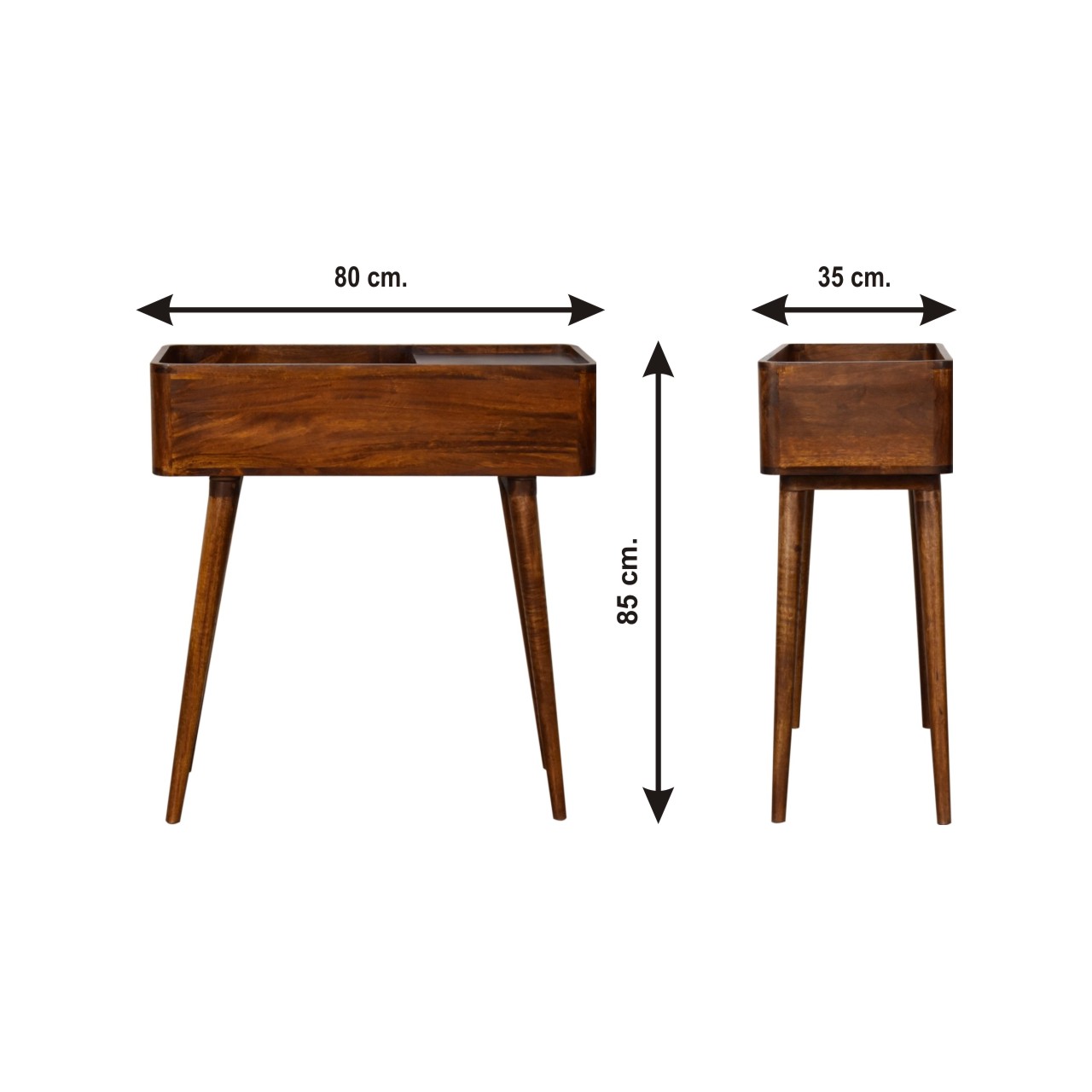 Size chart for Open-top Chestnut Console Chest of Drawers