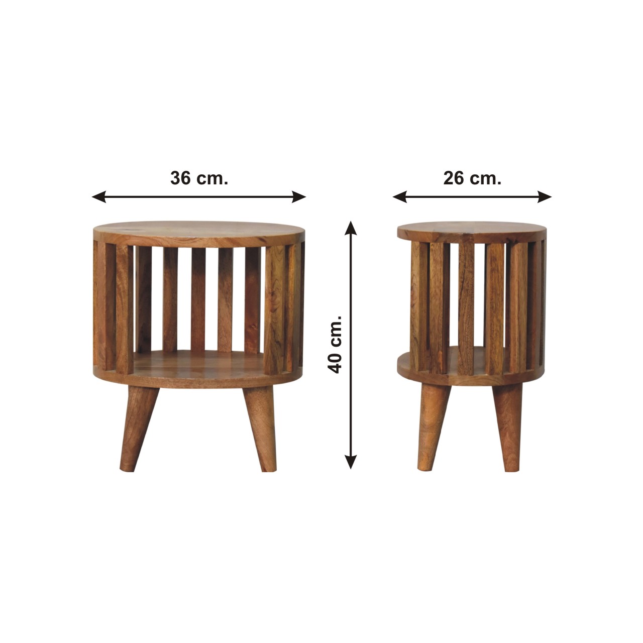 Size chart for Ariella Single Shelf Bedside Table