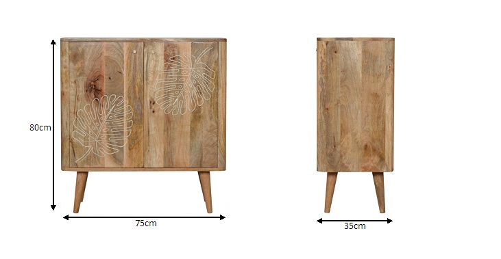 Size chart for Lead Embossed Resin Cabinet