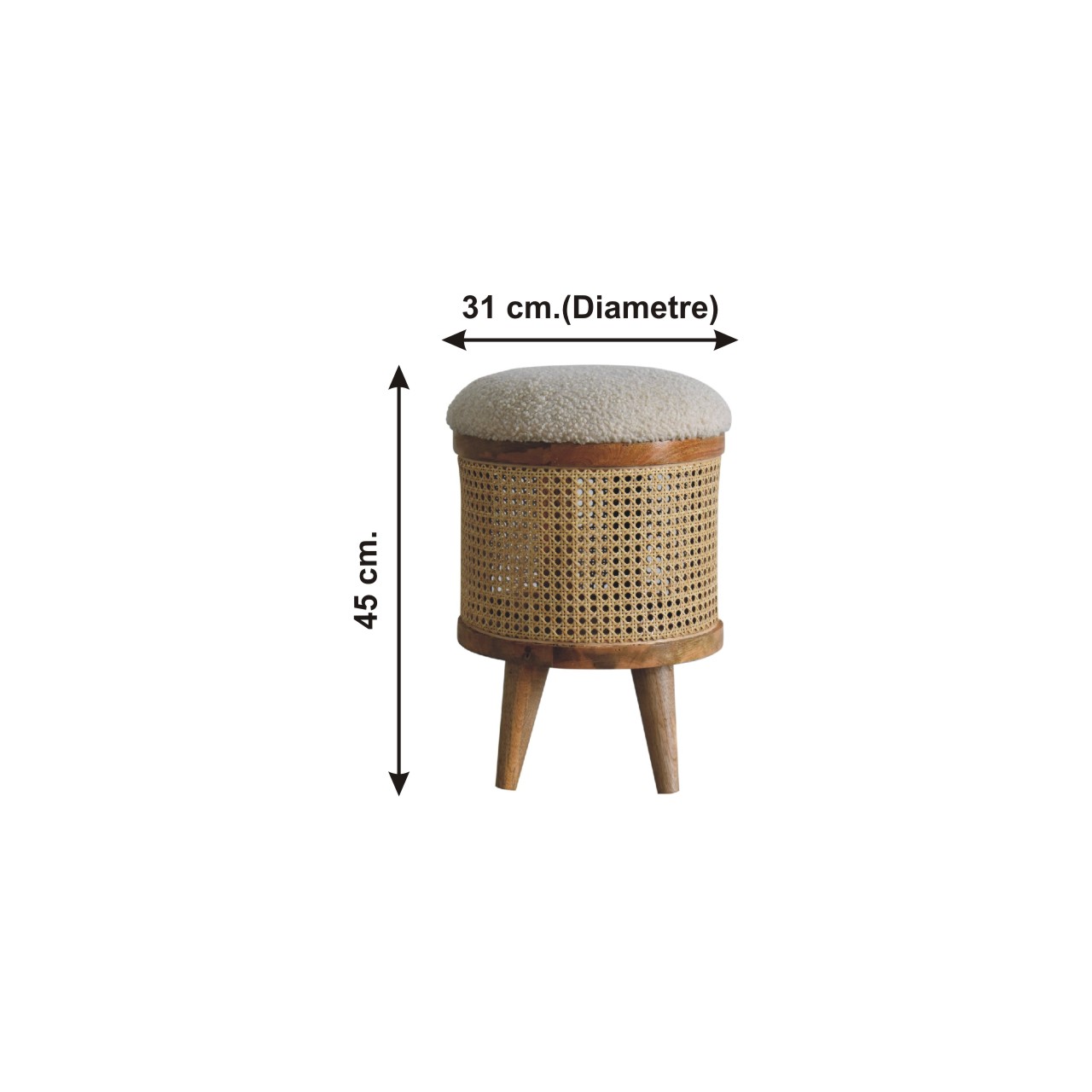 Size chart for Cream Boucle Larissa Footstool