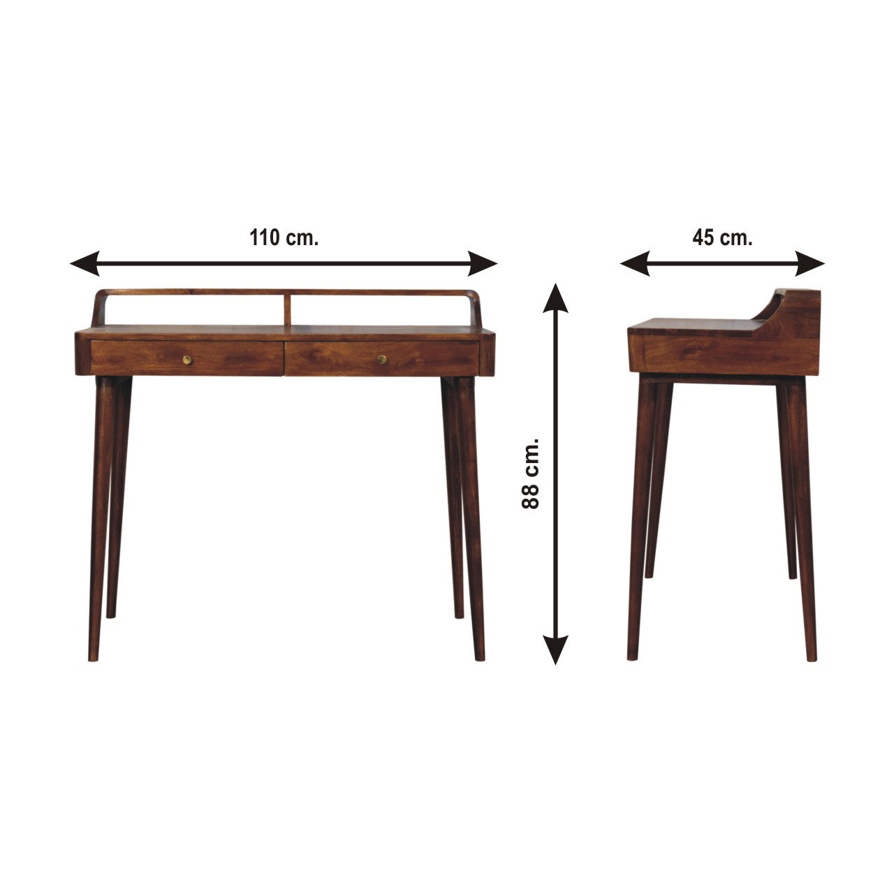 Size chart for Elevated Chestnut Console Table