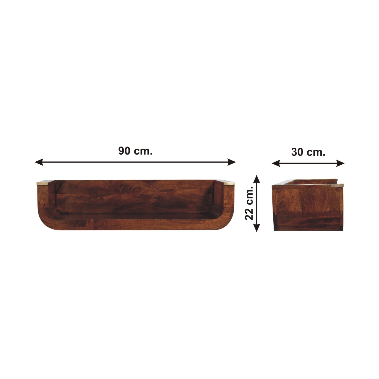Size chart for Indira Chestnut Floating Console Chest of Drawers