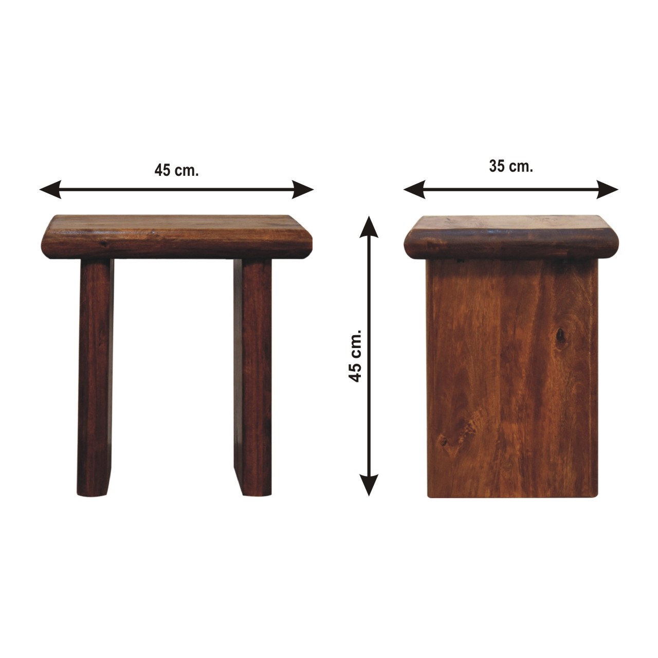 Size chart for Rio Side Table Accent Piece | Chestnut Mango Wood