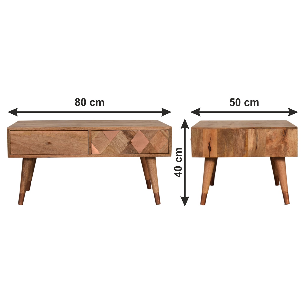 Size chart for Oak-ish Copper Inlay Coffee Table