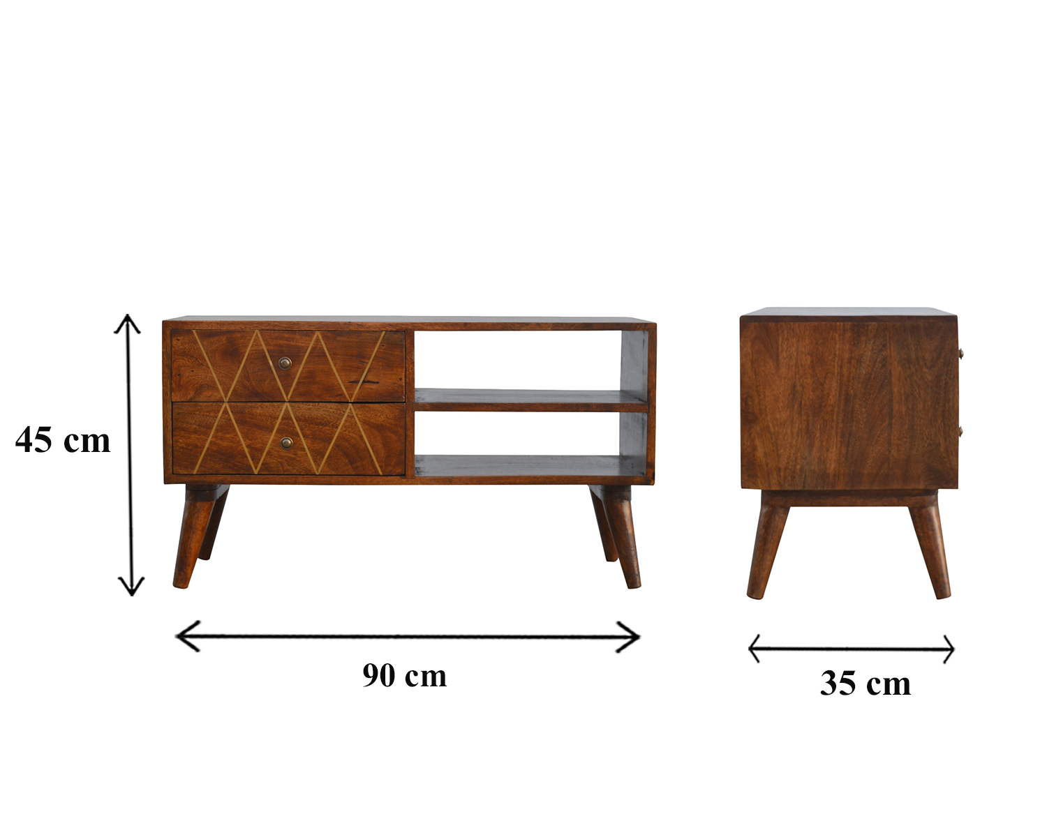 Size chart for Geometric Brass Inlay Media Unit