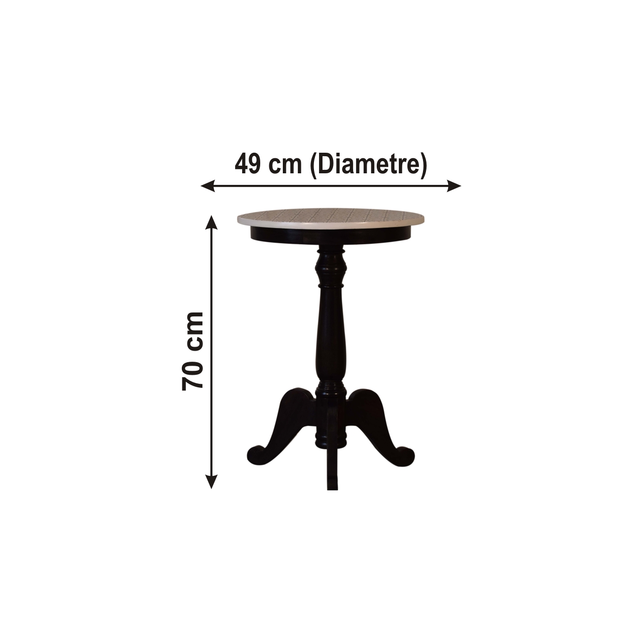 Size chart for Round French Style Tea Table Accent Piece