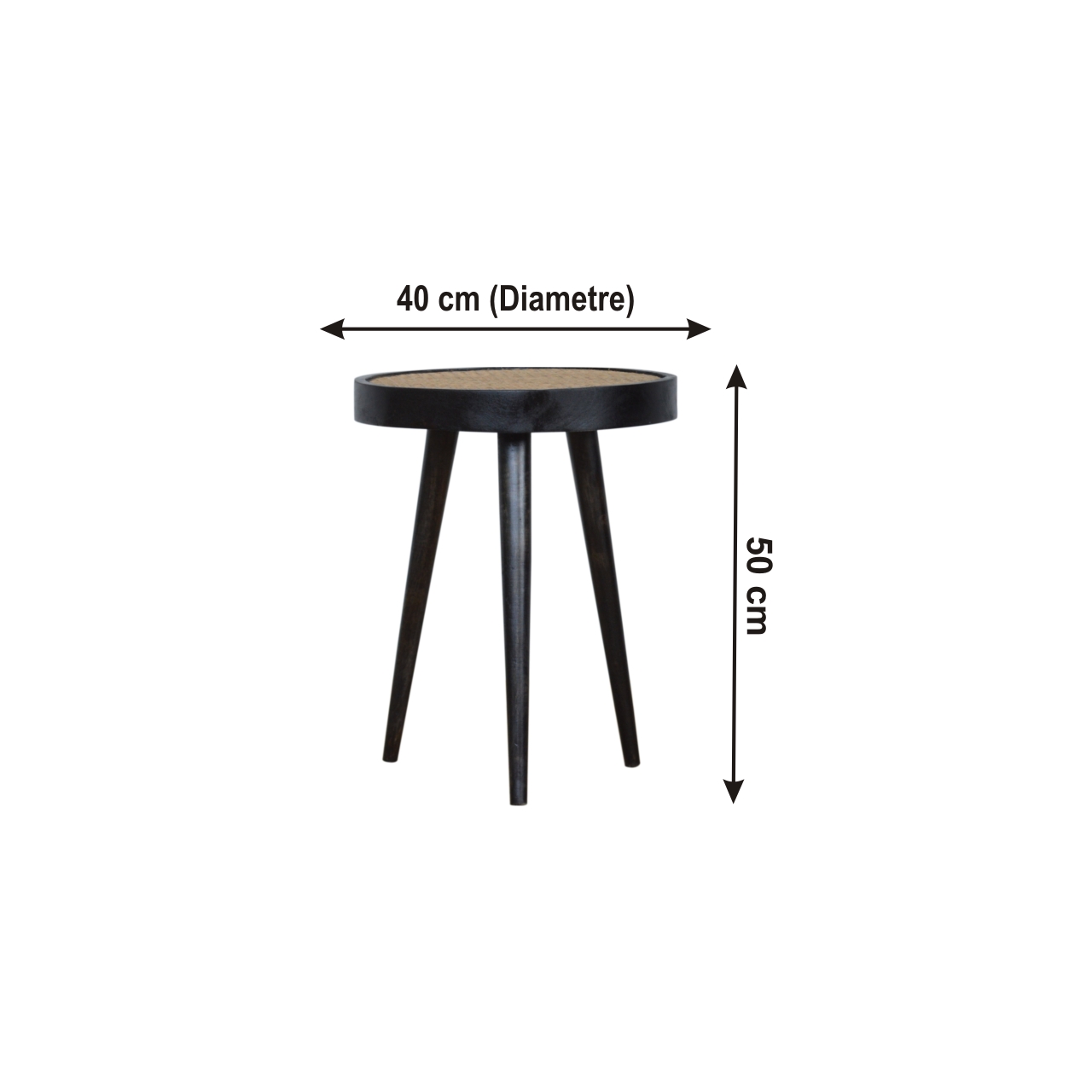 Size chart for Carbon Black Rattan End Table Accent Piece