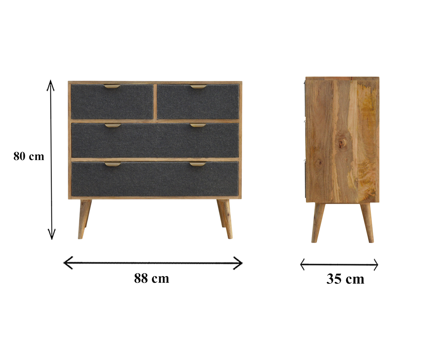 Size chart for Grey Tweed Chest