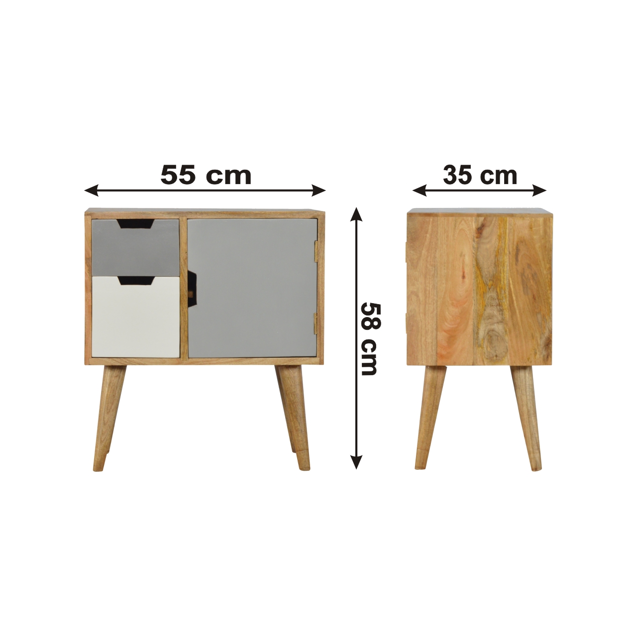 Size chart for Grey and White Painted Cabinet