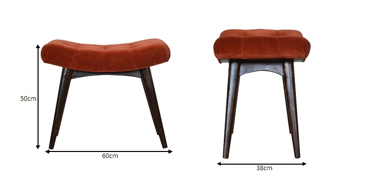 Size chart for Brick Cotton Velvet Curve Bench