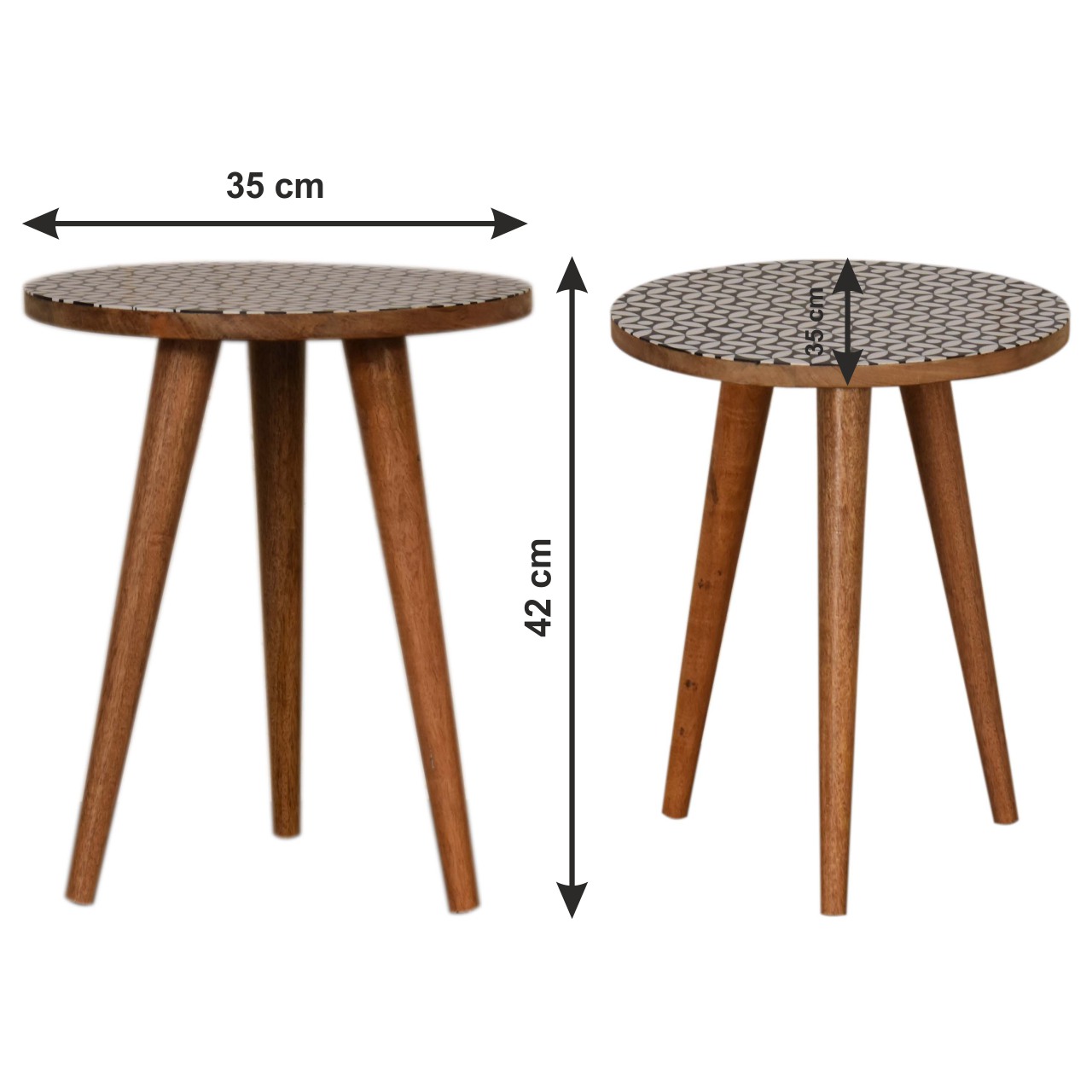 Size chart for Diamond Print End Table Accent Piece