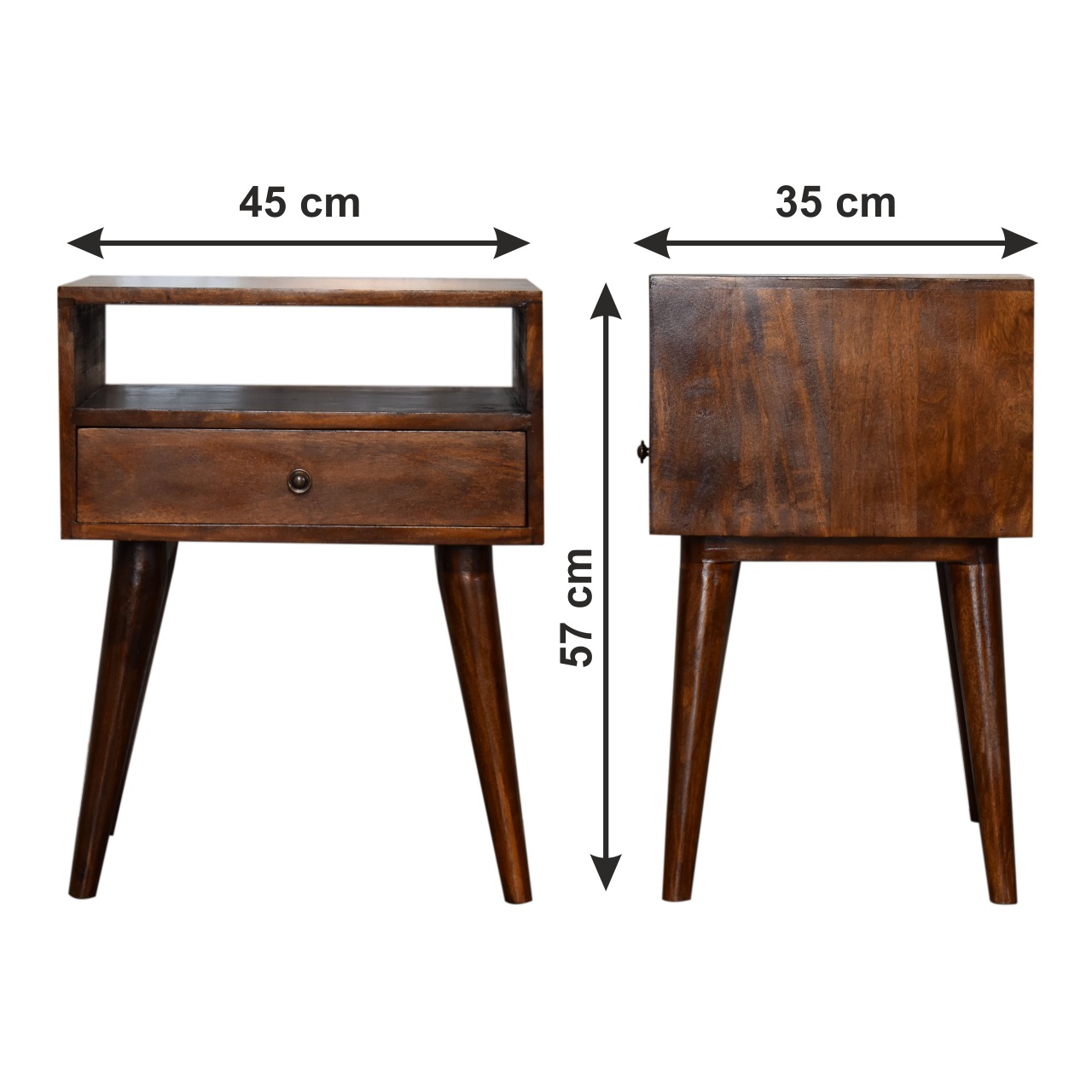 Size chart for Modern Chestnut Solid Wood Bedside Table