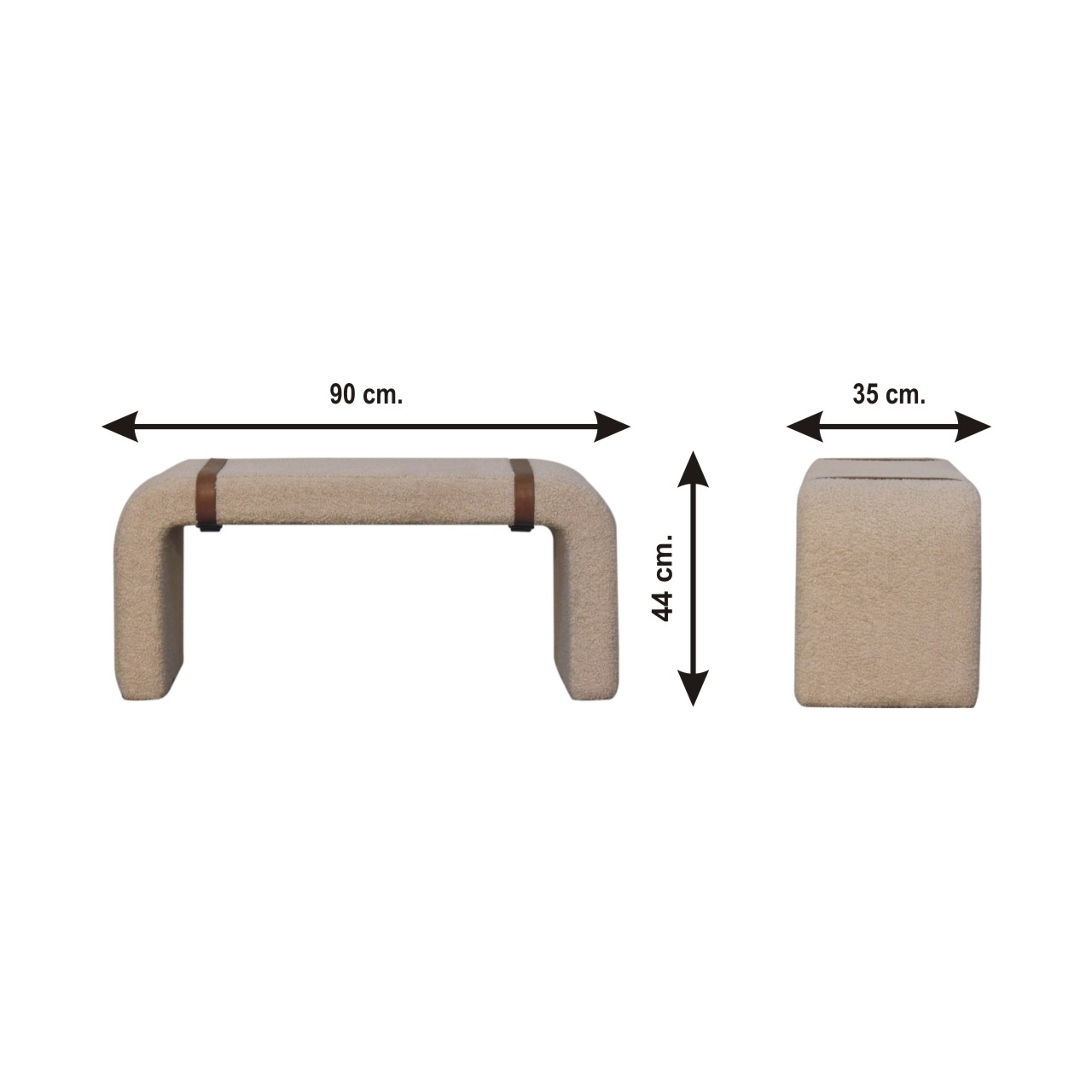 Size chart for Boucle Leather Strap Bench