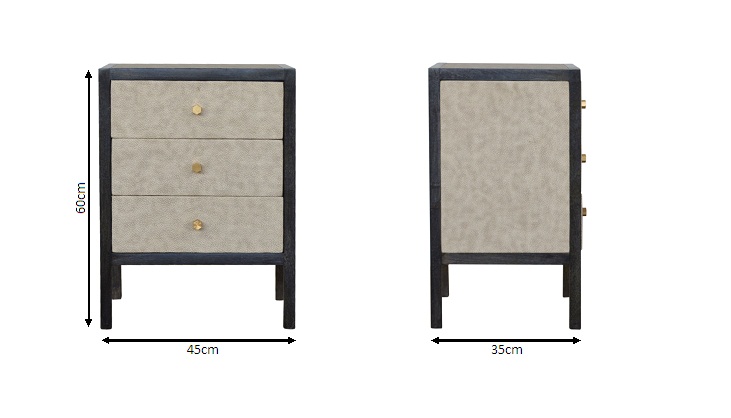 Size chart for Faux Leather Bedside Table