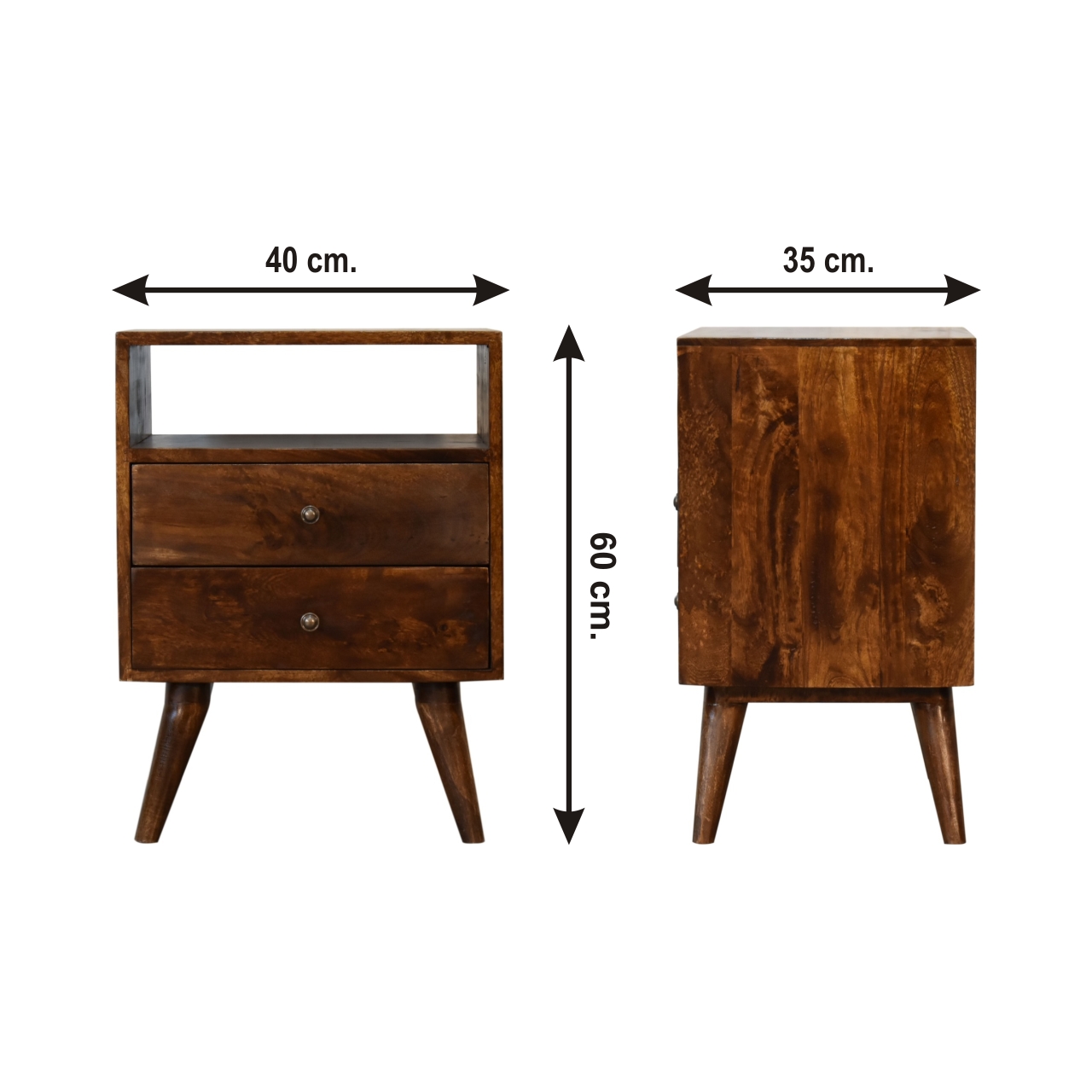 Size chart for Classic Chestnut Bedside Table