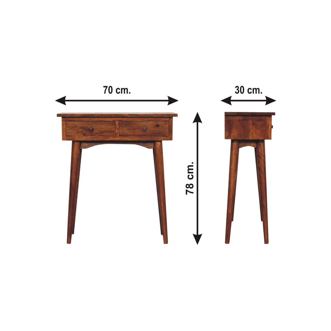 Size chart for Mini Chestnut Hallway Console