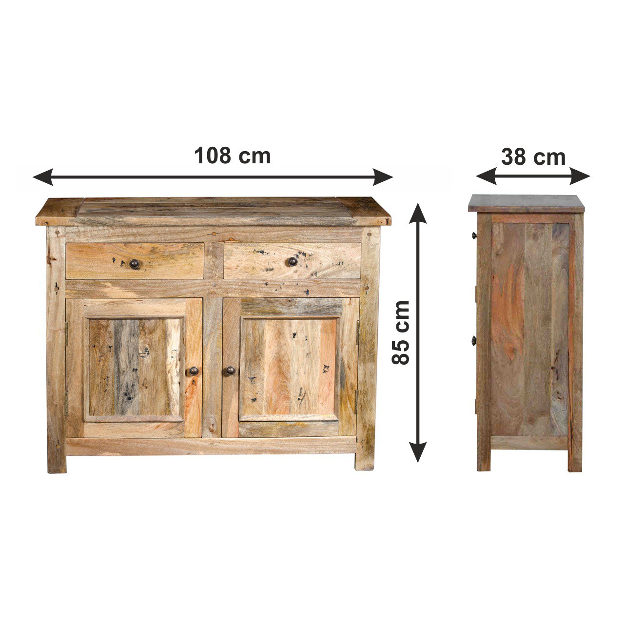 Size chart for Granary Small 2 Drawer Sideboard