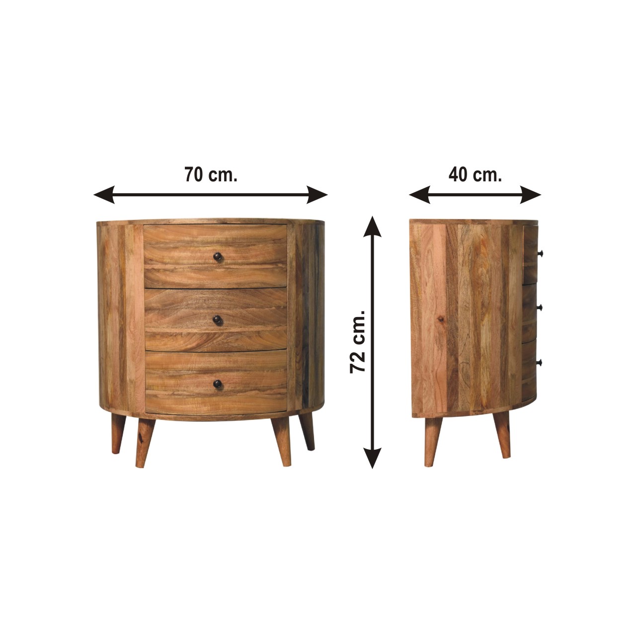 Size chart for Odyssey Oak-ish Chest of Drawers