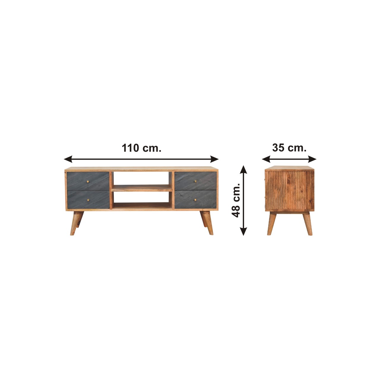 Size chart for Slade TV Media Unit | Oak Solid Mango Wood
